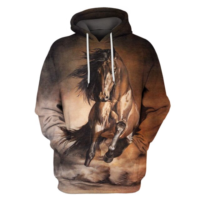 Men's 3d Hoodies Animal Full Printed Hooded Pullovers Hip Hop Male Horse Print Male Hoodies Sweatshirts